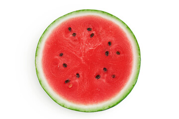 Sliced of watermelon isolated on white background. Top view. Flat lay