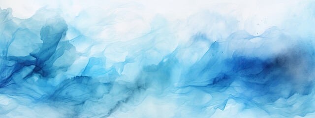 Blue paints watercolor background drawn by brush.  - obrazy, fototapety, plakaty