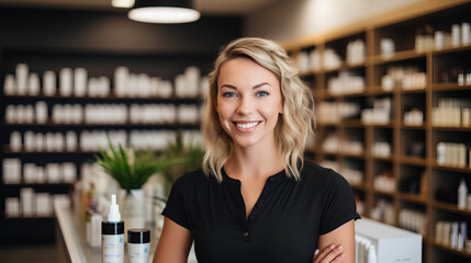 Fototapeta na wymiar Portrait of Small Business Owner of Beauty Product Shop - Small Business Concept