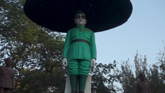 June 28th 2023, Uttarakhand, India. Freedom Fighter Netaji Subhash Chandra Bose statue at Gandhi Park, Dehradun City.