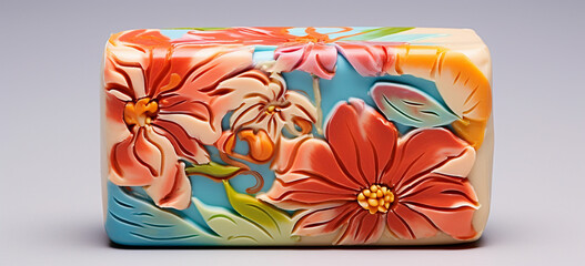 This design features a soap bar that has been hand painted with a design or motif. This could be anything from a simple flower to a complex landscape.