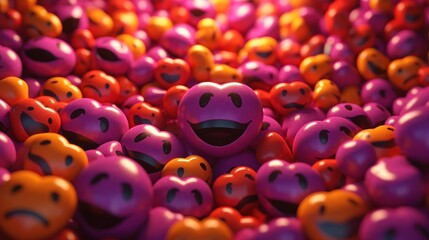 Fototapeta premium hearts and emoticions on top, in the style of text and emoji installations