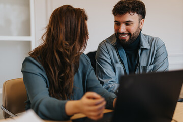 In the office, the male employee blurs lines by flirting with his colleague during work, creating...