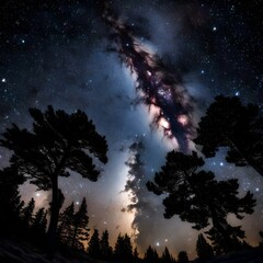 Fototapeta premium A high-resolution image capturing stars scattered across a cloudy night. - Upscaling by @Badar