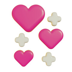 3D Heart with sparkle s. Social media emoji. Valentines day. Pink heart emoticon. Love mood. Cartoon creative design icon isolated. 3D Rendering