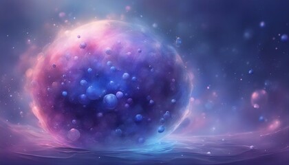 Fantasy landscape. Neon abstract background. Fabulous sculpted landscape. Mystical round objects. Soft focus. AI generated