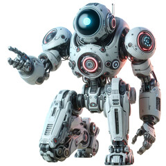 Detailed Futuristic Robot Ready for War Isolated on Transparent Background: PNG, Clipart, Printable, Illustration