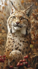 Fototapeta premium lynx in the forest and in mountainous landscape. created by ai
