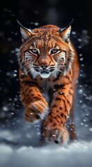 Obraz premium lynx in the forest and in mountainous landscape. created by ai