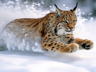 Fototapeta premium lynx in the forest and in mountainous landscape. created by ai