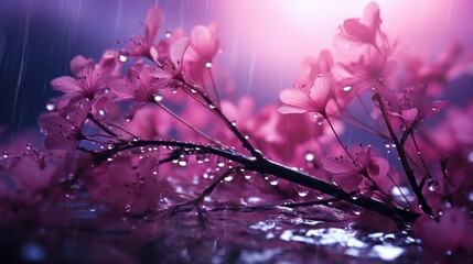 Rain, pink and purple atmosphere
