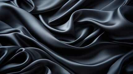 Obraz premium a black silky satin fabric weave textile texture wallpaper background. soft and smooth