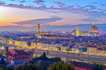 Florence, Italy Skyline at Dusk - obrazy, fototapety, plakaty