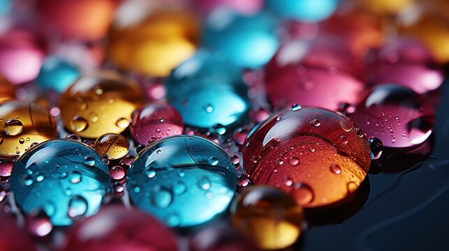 water drops image in popy colors