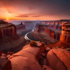 Epic canyonlands illuminated by the soft glow of dawn, captured in a sweeping panoramic shot by Daniel Kordan, showcasing the timeless beauty of the landscape