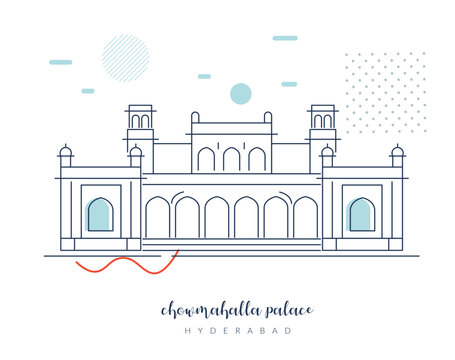 Chowmahalla Palace - Chowmahallat - Hyderabad, Telangana - Stock Illustration