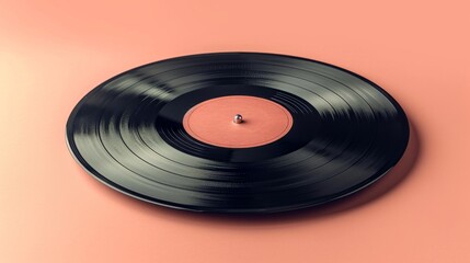 single disque vinyle  posé sur une surface plane. L'éclairage de l'image donne un ton chaud et doré à la scène, ce qui renforce l'aspect nostalgique du disque vinyle.