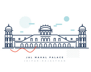 Jal Mahal Palace, Jaipur Rajasthan - Stock Illustration - obrazy, fototapety, plakaty