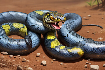 Obraz premium angry snake with atmospheric scene ai created