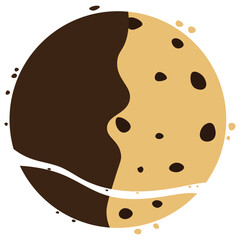 Cracked chocolate chip cookies coated with chocolate. Vector illustration.	