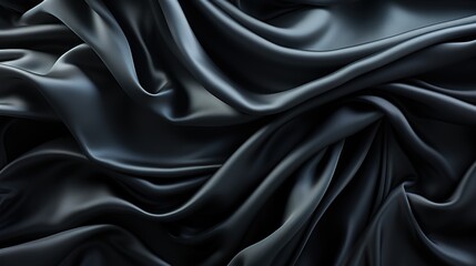 Fototapeta premium Midnight Luster: The Luxurious Feel of Black Satin Fabric Weave Creates a Soft and Smooth Wallpaper Background
