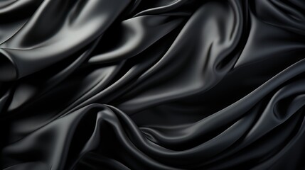 Fototapeta premium Midnight Luster: The Luxurious Feel of Black Satin Fabric Weave Creates a Soft and Smooth Wallpaper Background