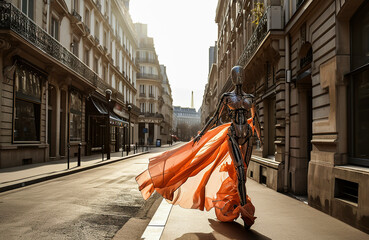 Generative AI illustration of artificial intelligence robot dressed