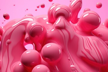  a close up of a pink substance with lots of drops of pink liquid on the bottom of the image and on the bottom of the image is a pink background.