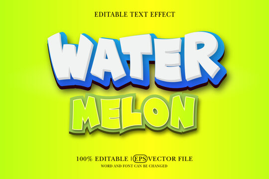 3D text effect of a cartoon watermelon