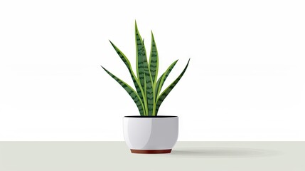 Natural elegance: Sansevieria snake plant in a white ceramic pot, isolated on a white background, adding a touch of botanical charm and air-purifying beauty to your indoor space.