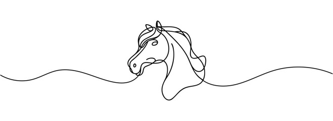 Continuous one line drawing of a horse isolated.