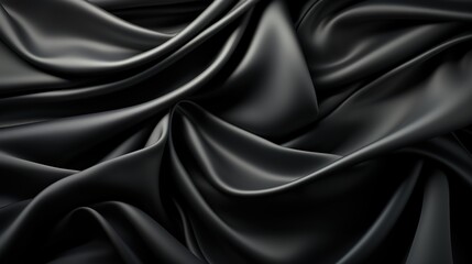 Obraz premium Velvet Nights: A Smooth and Soft Black Satin Textile Texture Wallpaper, Evoking a Feel of Timeless Elegance