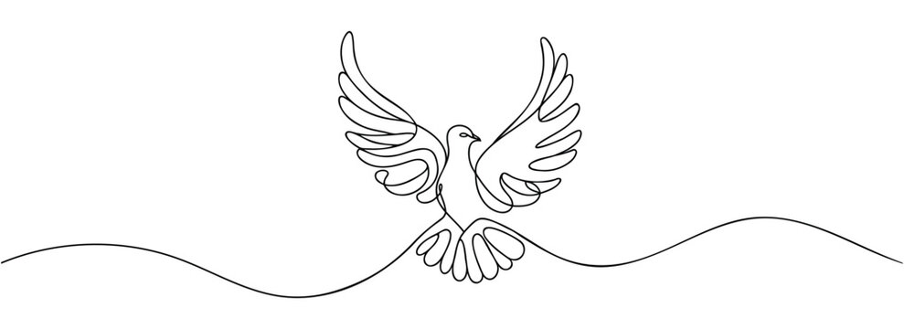 dove drawn in a continuous single line.