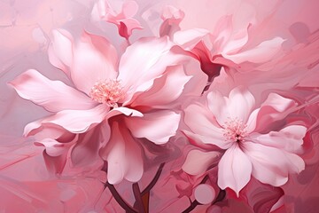  a close up of a pink flower on a pink and white background with a pink flower in the middle of the picture.