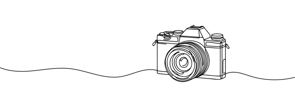 recommend clip art: One continuous line drawing of a camera.