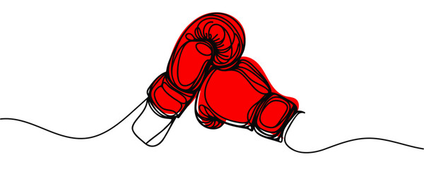 Continuous one line drawing of boxing gloves