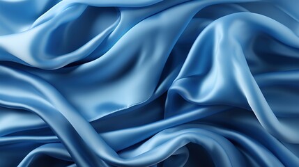 Obraz premium Cerulean Symphony: A Smooth and Soft Blue Satin Textile Texture Wallpaper, Evoking a Feel of Timeless Elegance