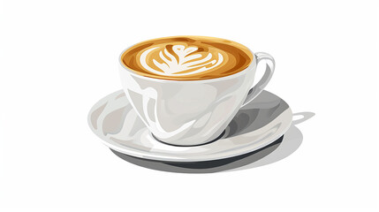 Hot coffee latte with latte art milk foam in cup mug ai photo