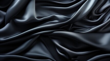 Fototapeta premium Satin Noir Dreams: A Soft and Luxurious Black Satin Fabric Weave Forms a Wallpaper Background, Conjuring a Sense of Sophistication