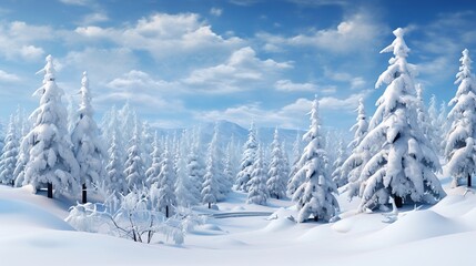 Fototapeta premium snow covered trees in the forest