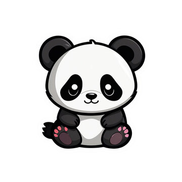 cute panda sticker png, generative ai