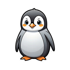 Obraz premium cute penguin sticker png, generative ai 