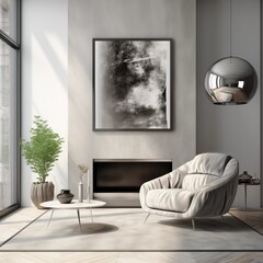 modern living room with fireplace silver gray