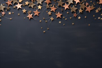  a bunch of stars hanging from the side of a wall with a string of stars hanging from the side of the wall.