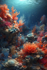 Fototapeta na wymiar gorgeous landscape painted paper underwater