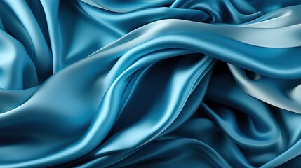 Fototapeta premium Satin Dreamscape: Blue Silk Fabric Weave Transforms into a Wallpaper Background, Radiating Softness and Opulence