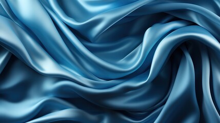 Obraz premium Sensual Sky Silk: The Gentle Drape of Blue Satin Fabric Creates a Soft and Smooth Wallpaper, Emanating Elegance