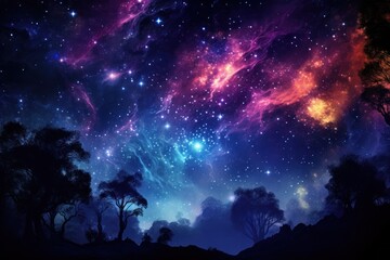  a night sky filled with lots of stars and a purple and blue sky filled with lots of stars and a purple and blue sky filled with lots of stars.