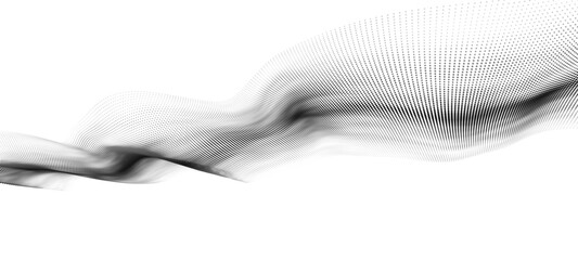 Abstract futuristic wave of black dots moving on a white background.Big data. 3d rendering
