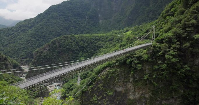 Suspension bridge cross the Liwu river in Hualien taroko Gorge